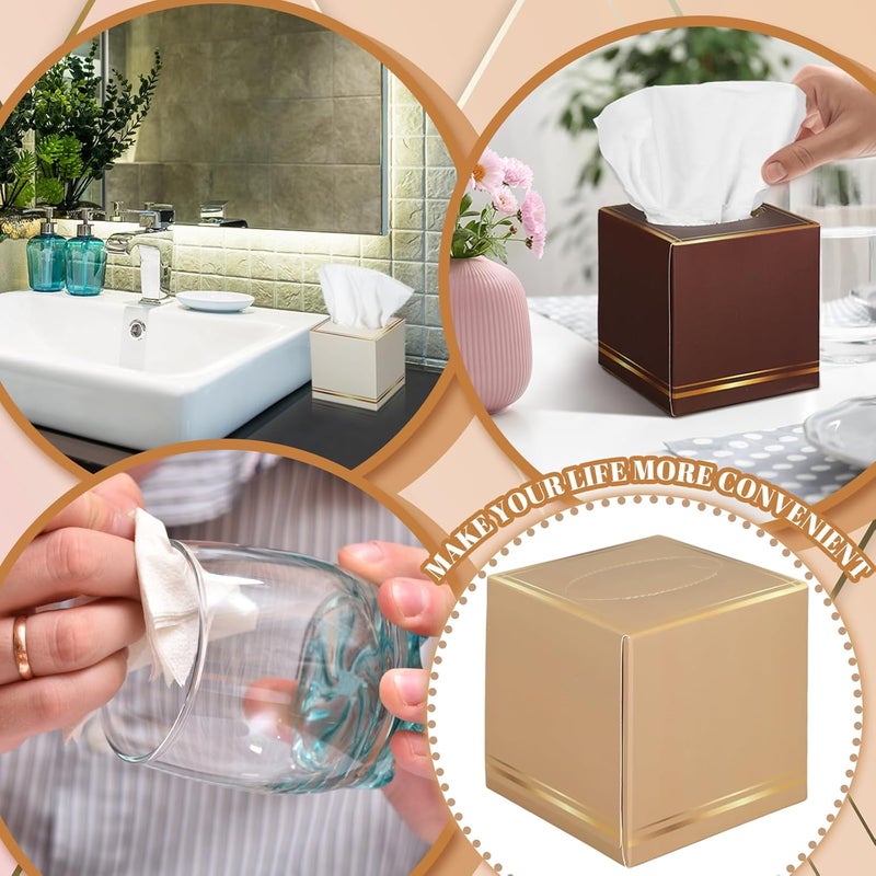 Fourluoo 12 Pack Facial Tissues Cube Boxes Face Box 600 Sheets 3 Ply Soft Paper Square Tissues Bulk for Car Pocket Toilet Household Bedroom Family (Classic Retro Color) - Image 5